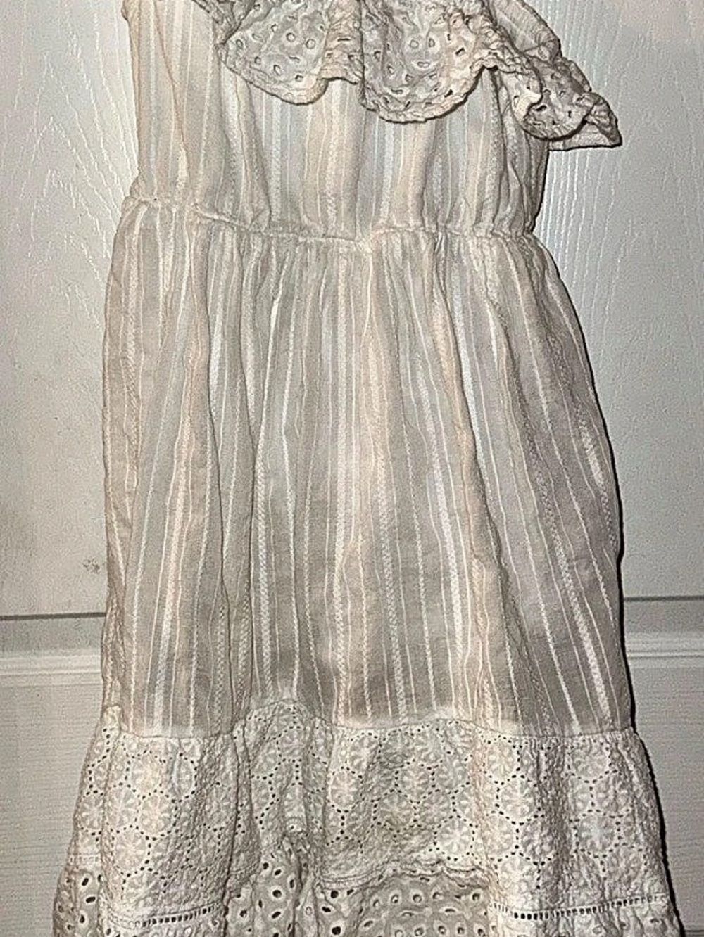 Cat & Jack White One-Shoulder Eyelet Dress Girls Small